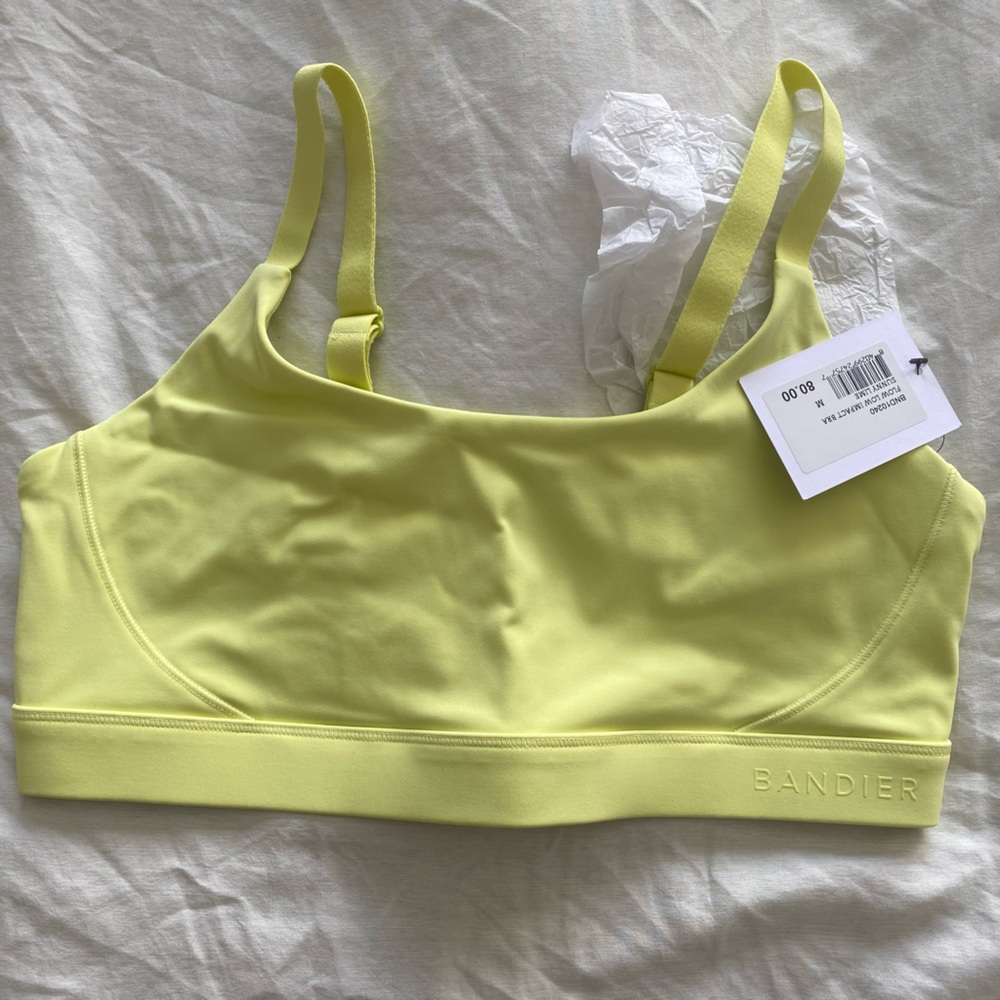 NWT Bandier/carbon38 Flow Low Impact Sports Bra, Sunny Lime, Medium